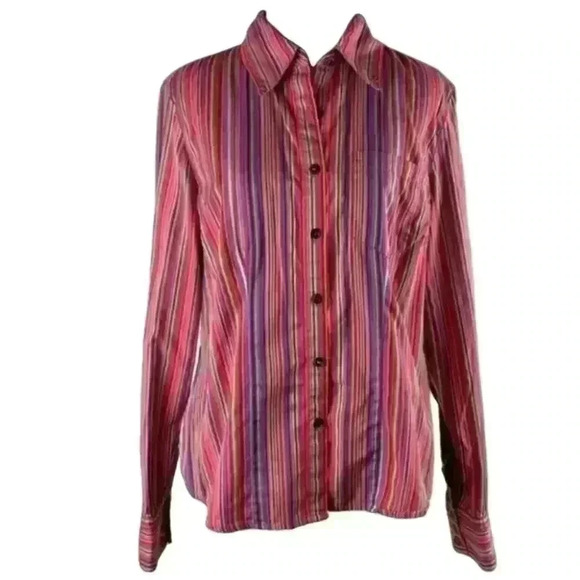 Liz Claiborne top size L button down pinstriped - Picture 9 of 9
